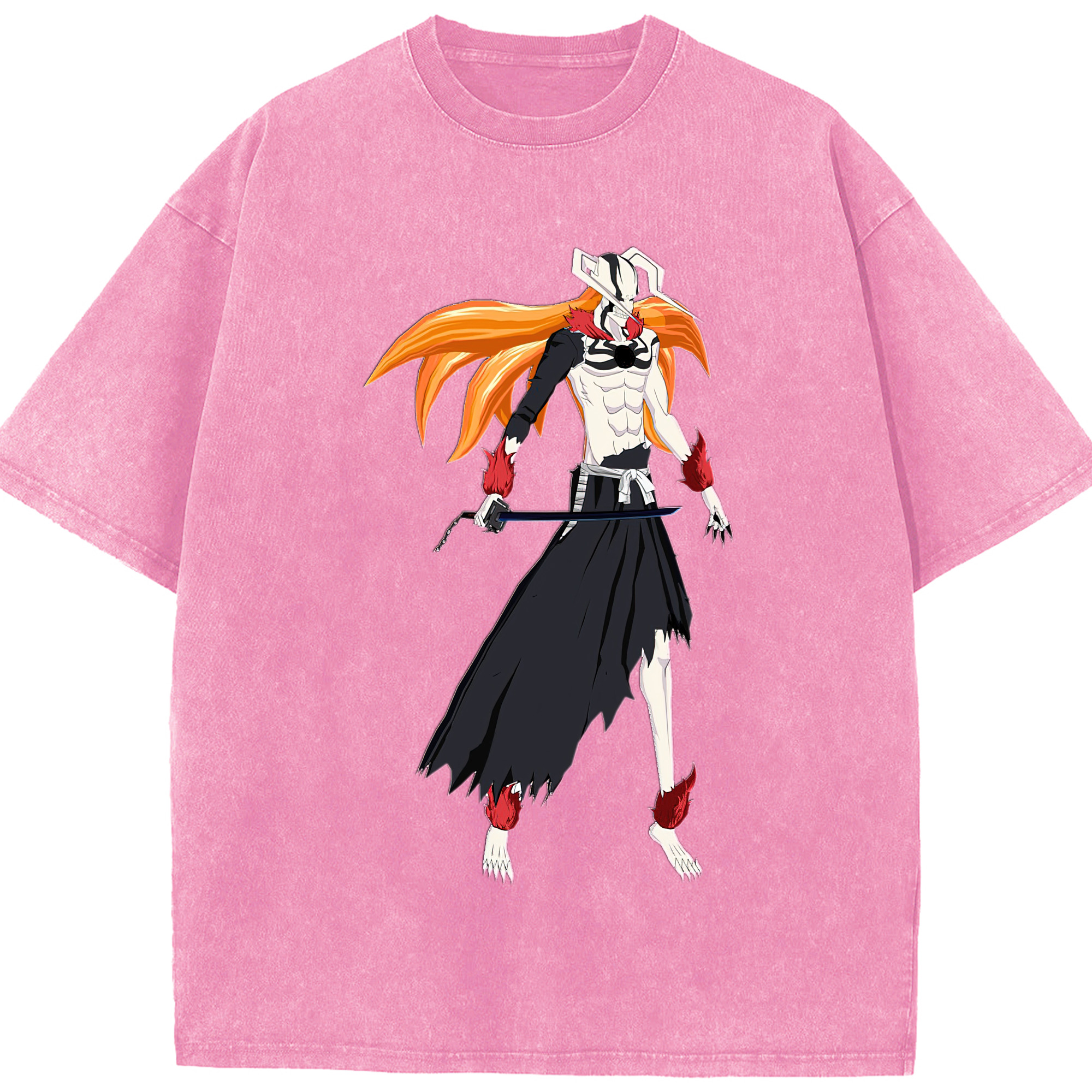 （画像用） ブリーチ 黒崎一護（くろさき いちご）BLEACH Kurosaki Ichigo 綿100% ヴィンテージ風 半袖Tシャツ（フロントプリント）